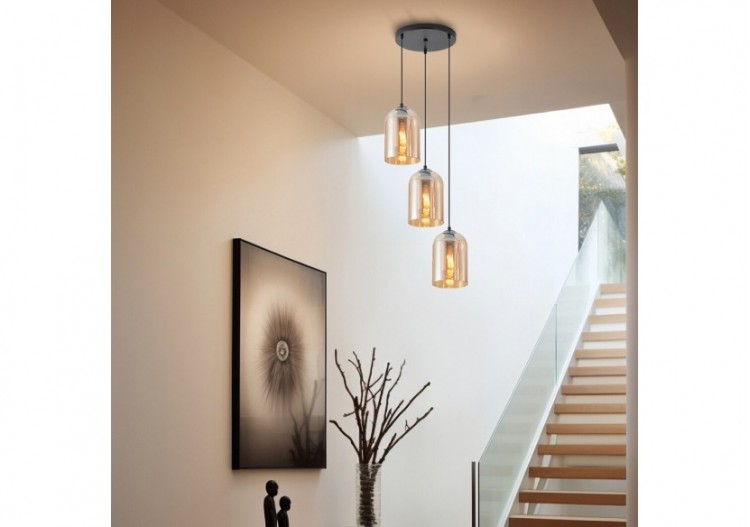 Suspension Glass CLR Amber, 3xE27 - BV01-00045 - Braytron 2