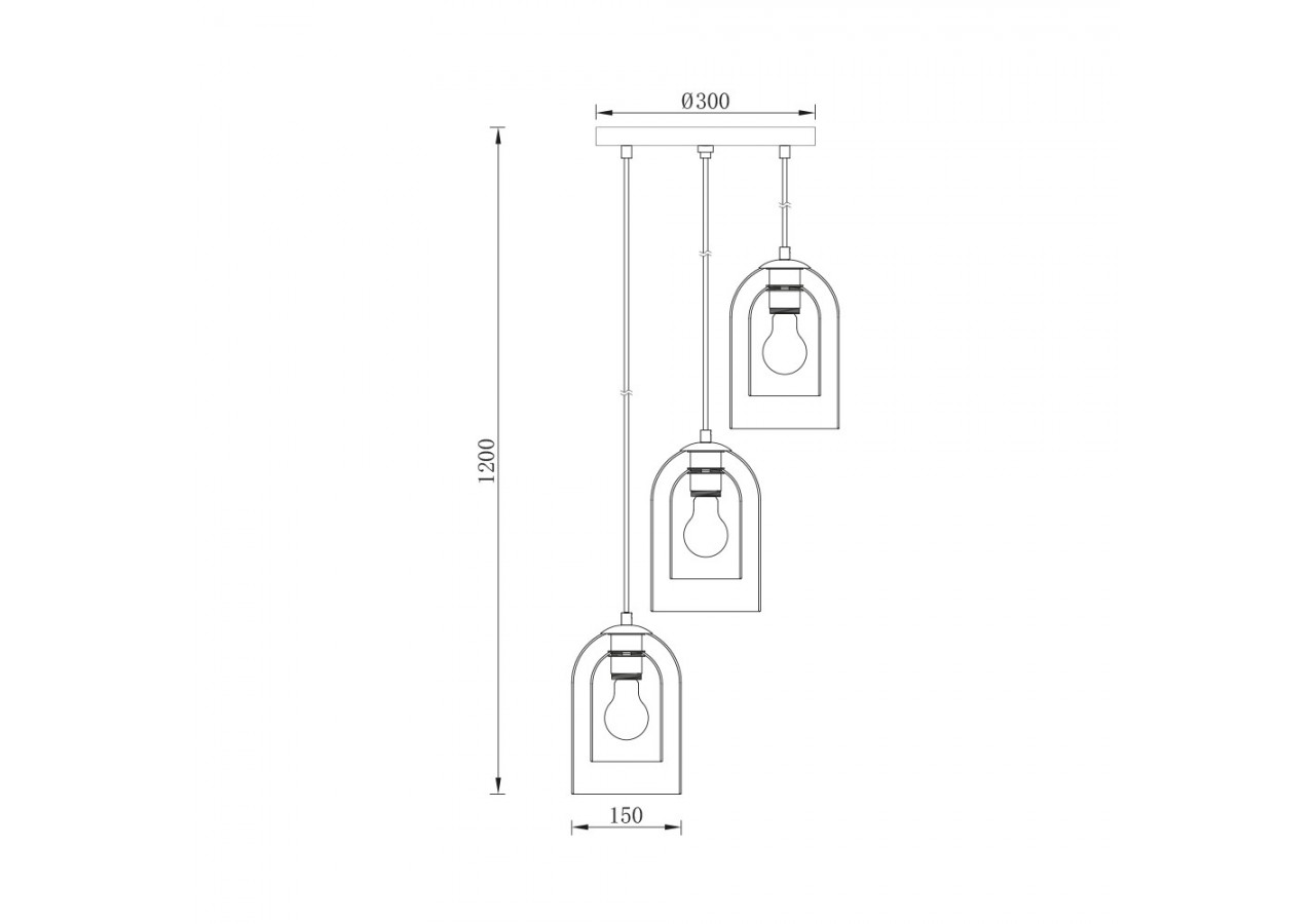 Suspension Glass CLR Amber, 3xE27 - BV01-00045 - Braytron