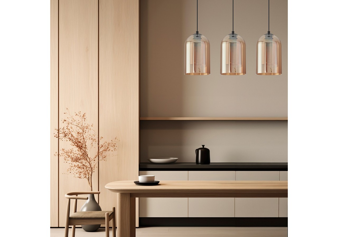 Suspension Glass CLR Amber, 3xE27 - BV01-00046 - Braytron