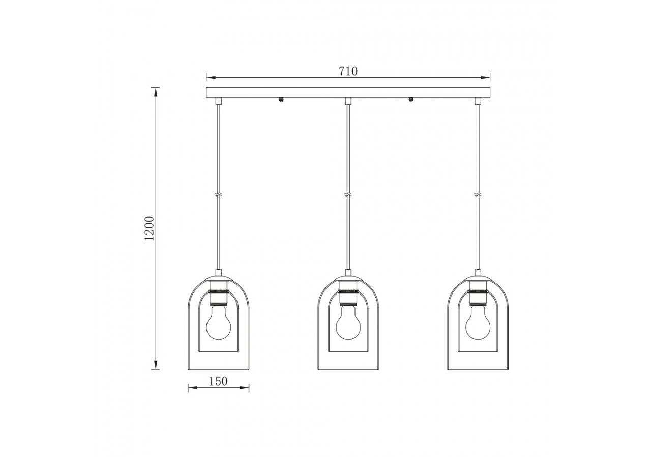 Suspension Glass CLR Amber, 3xE27 - BV01-00046 - Braytron