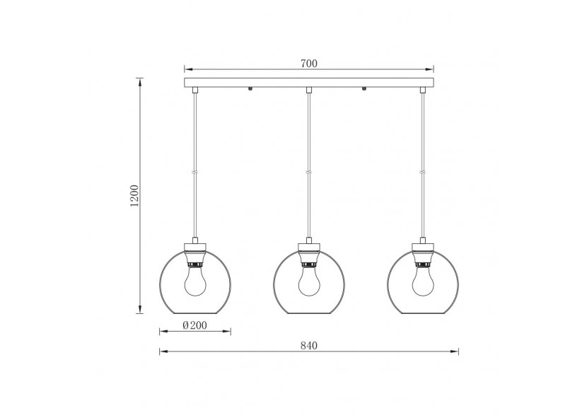 Suspension Glass CLR Smoky, 3xE27 - BV01-00052 - Braytron