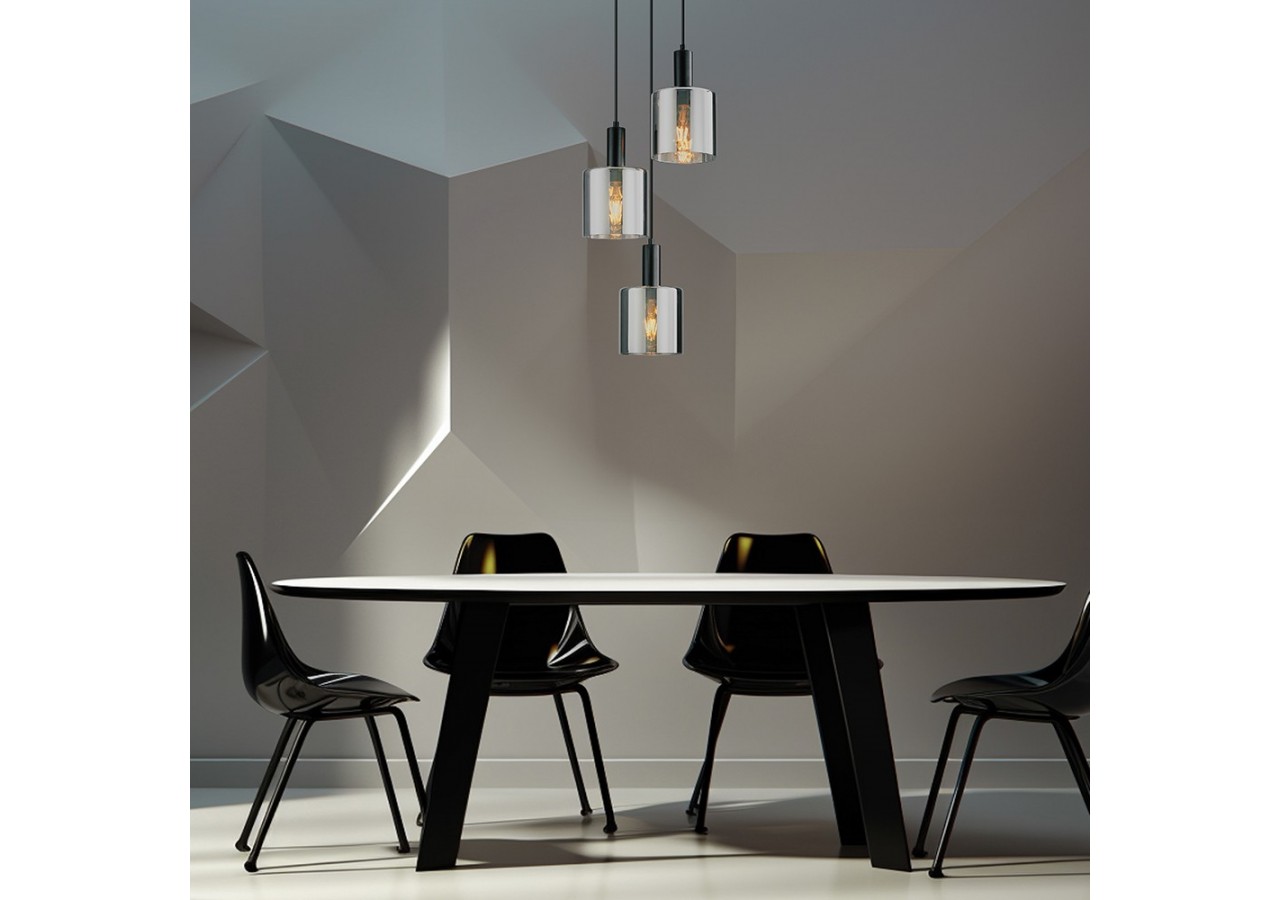 Suspension Glass CLR Smoky, 3xE27 - BV01-00071 - Braytron
