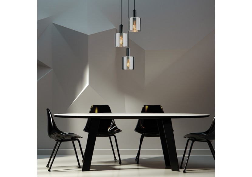 Suspension Glass CLR Smoky, 3xE27 - BV01-00071 - Braytron