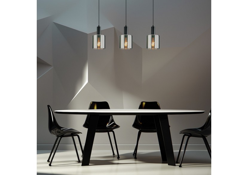 Suspension Glass CLR Smoky, 3xE27 - BV01-00072 - Braytron