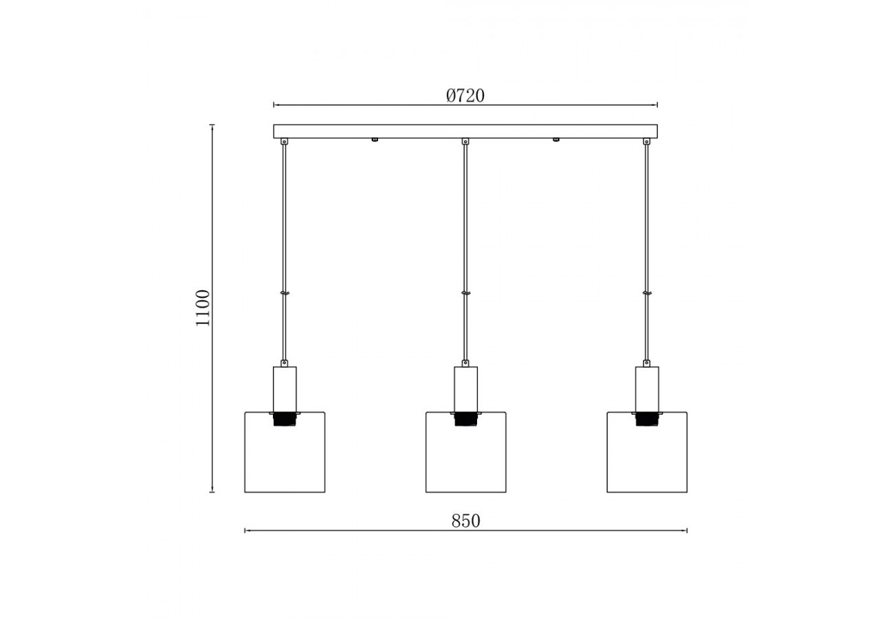 Suspension Glass CLR Smoky, 3xE27 - BV01-00072 - Braytron