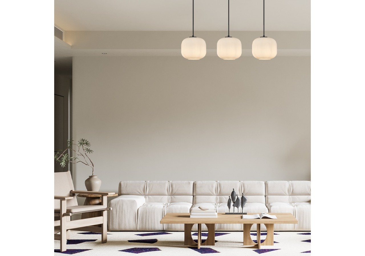 Suspension Glass OPL Opal+Noir, 3xE27 - BV01-00092 - Braytron