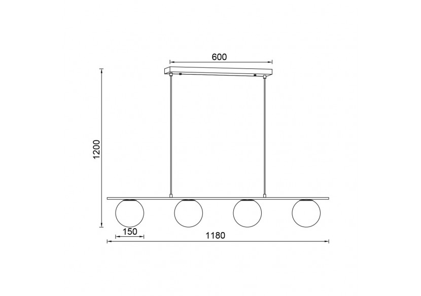Suspension Glass OPL Opal+Noir, 4xG9 - BV01-00115 - Braytron