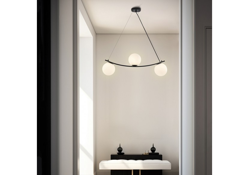 Suspension Glass OPL Opal+Noir, 3xG9 - BV01-00116 - Braytron