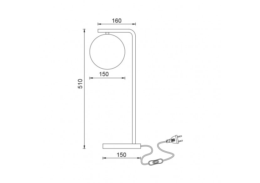 Lampe de table Glass OPL Opal+Noir, G9 - BV01-00118 - Braytron