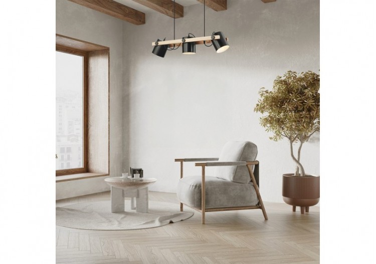 Suspension Wooden Noir+Wooden, 3xE27 - BV02-00011 - Braytron 2
