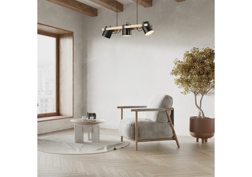 Suspension Wooden Noir+Wooden, 3xE27 - BV02-00011 - Braytron