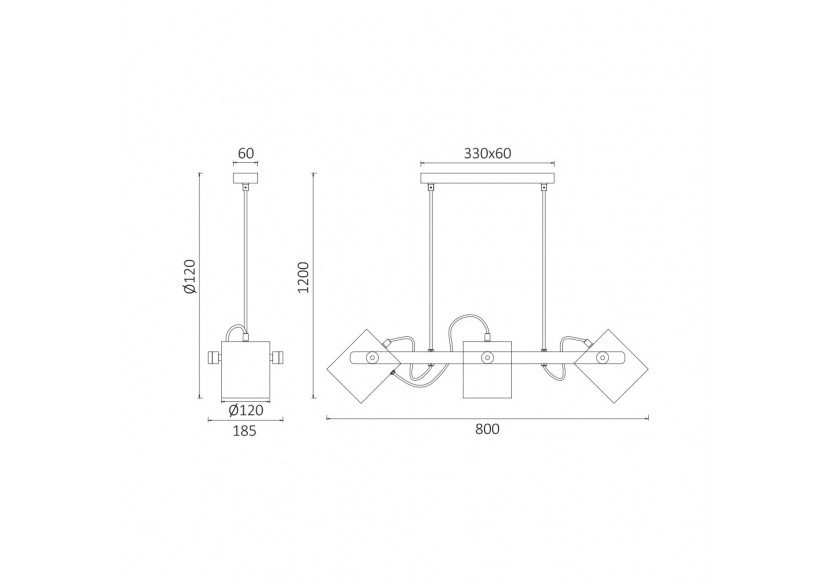 Suspension Wooden Noir+Wooden, 3xE27 - BV02-00011 - Braytron