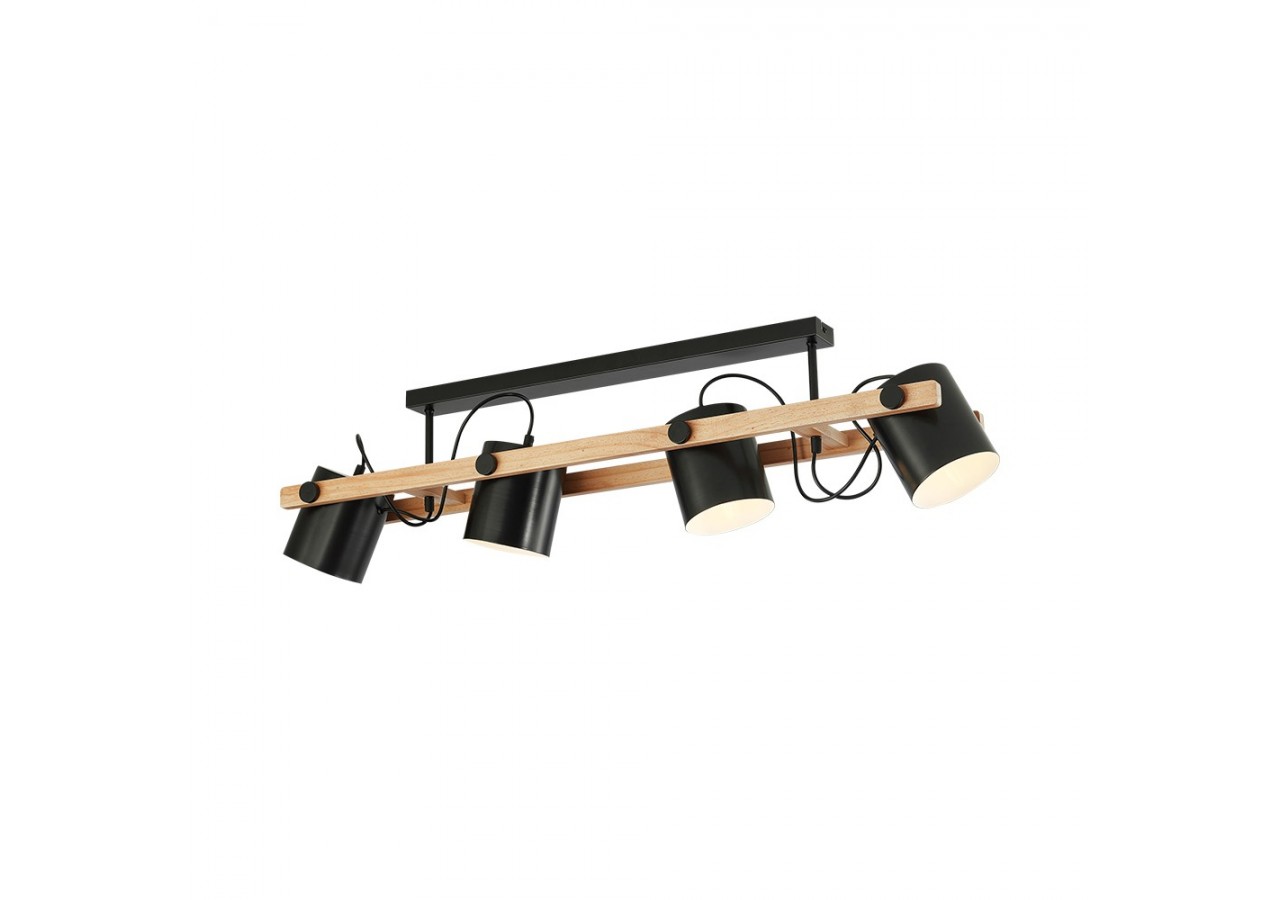Plafonnier Wooden Noir+Wooden, 4xE27 - BV02-00012 - Braytron