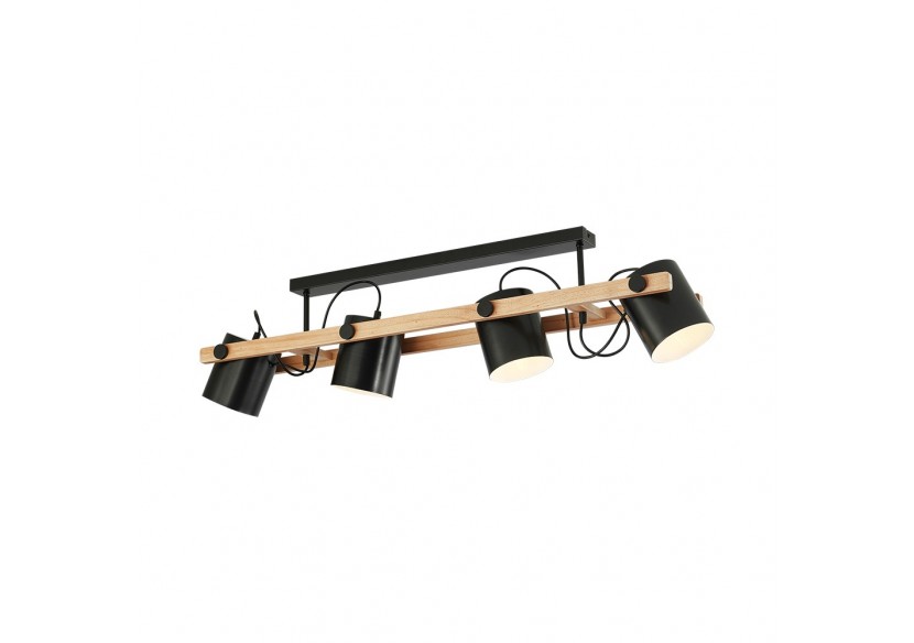 Plafonnier Wooden Noir+Wooden, 4xE27 - BV02-00012 - Braytron