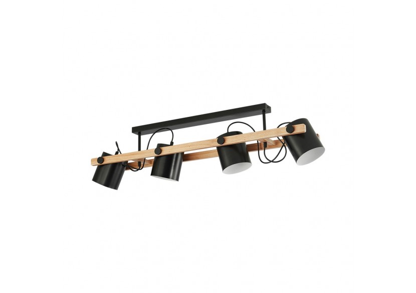 Plafonnier Wooden Noir+Wooden, 4xE27 - BV02-00012 - Braytron