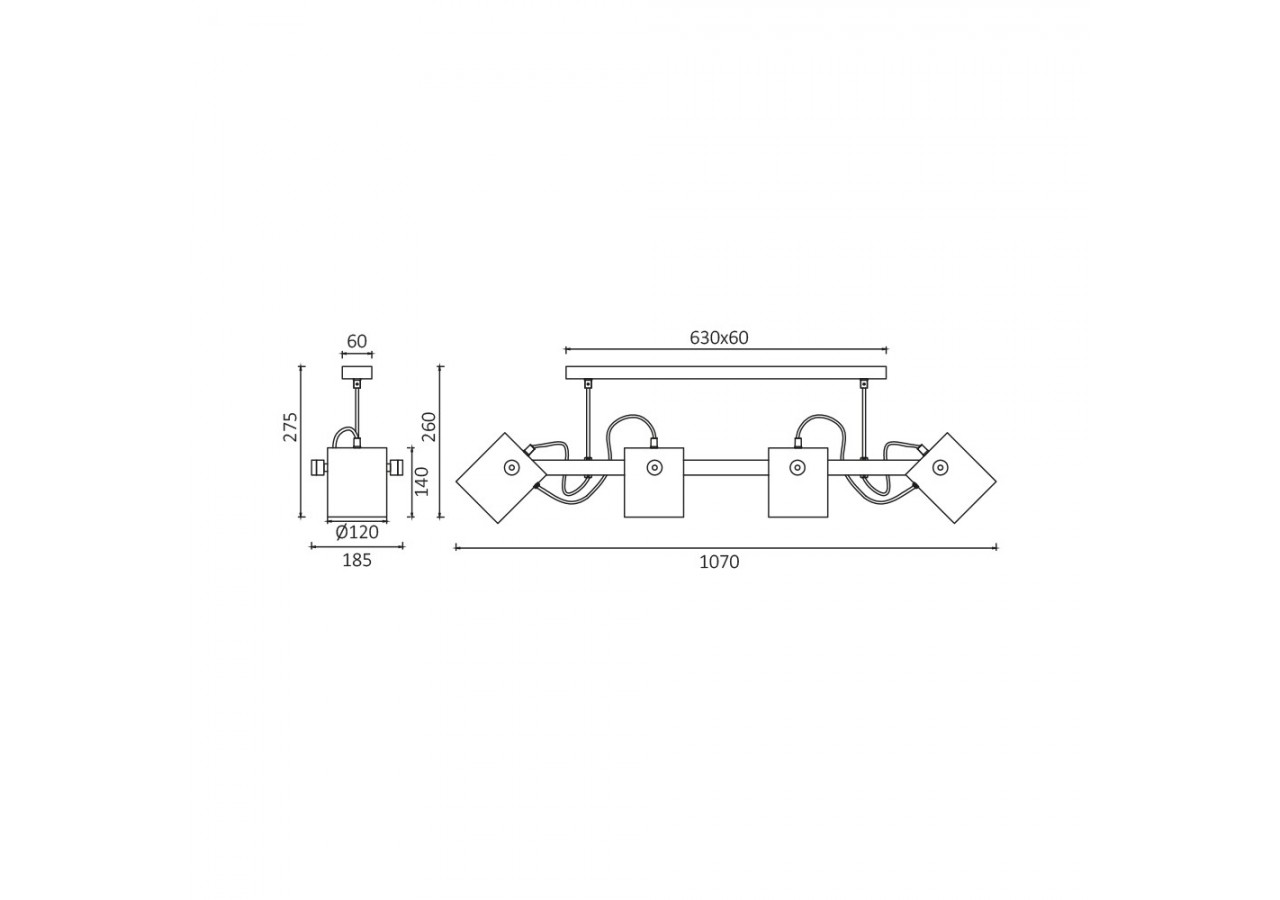 Plafonnier Wooden Noir+Wooden, 4xE27 - BV02-00012 - Braytron