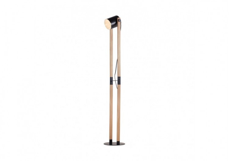 Lampadaire Wooden Noir+Wooden, E27 - BV02-00014 - Braytron