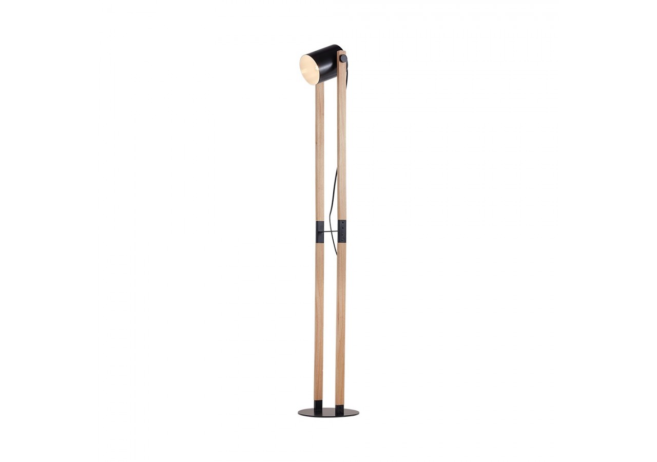 Lampadaire Wooden Noir+Wooden, E27 - BV02-00014 - Braytron