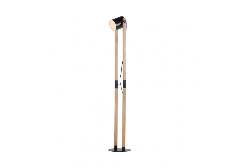 Lampadaire Wooden Noir+Wooden, E27 - BV02-00014 - Braytron