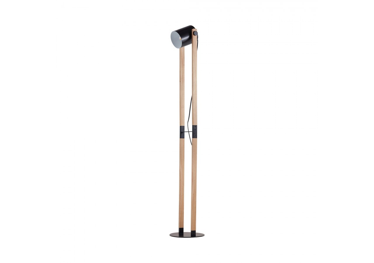 Lampadaire Wooden Noir+Wooden, E27 - BV02-00014 - Braytron