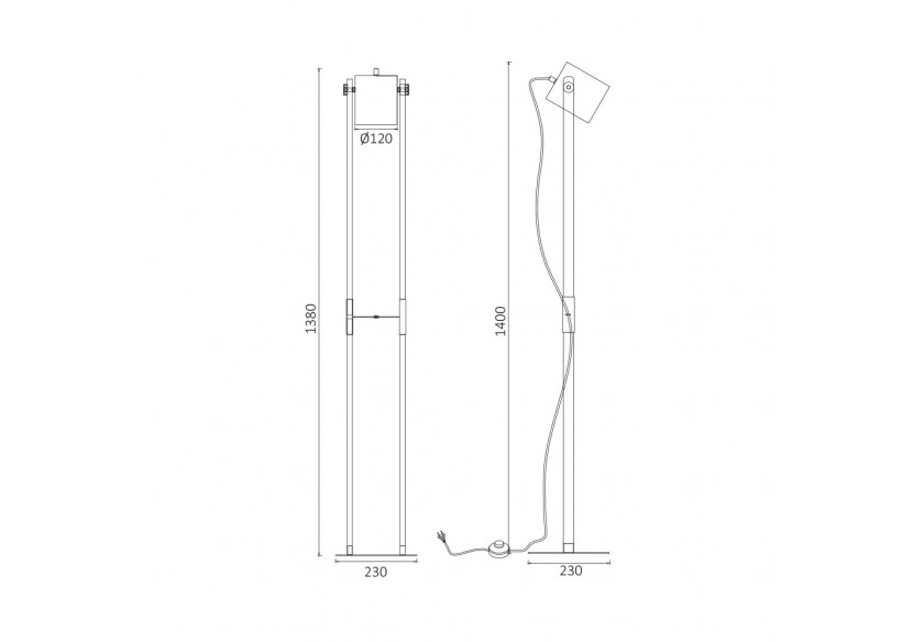 Lampadaire Wooden Noir+Wooden, E27 - BV02-00014 - Braytron