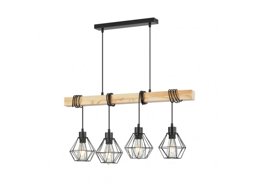 Suspension Wooden Noir+Wooden, 4xE27 - BV02-00020 - Braytron