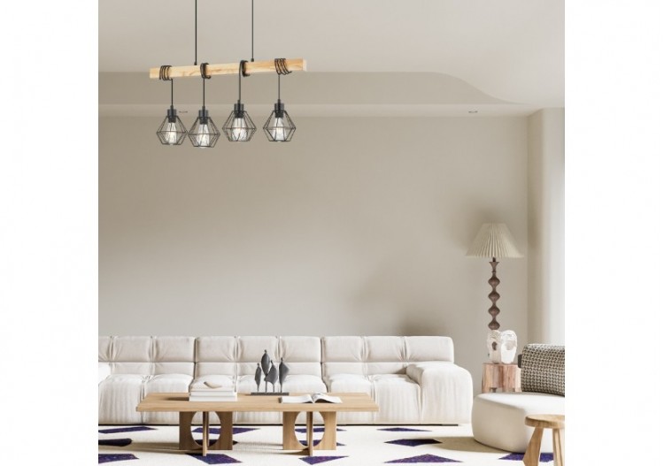 Suspension Wooden Noir+Wooden, 4xE27 - BV02-00020 - Braytron 2