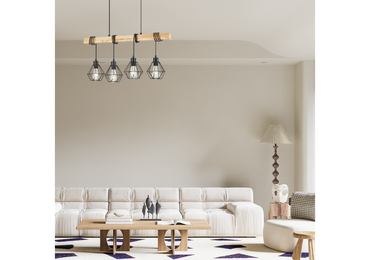 Suspension Wooden Noir+Wooden, 4xE27 - BV02-00020 - Braytron