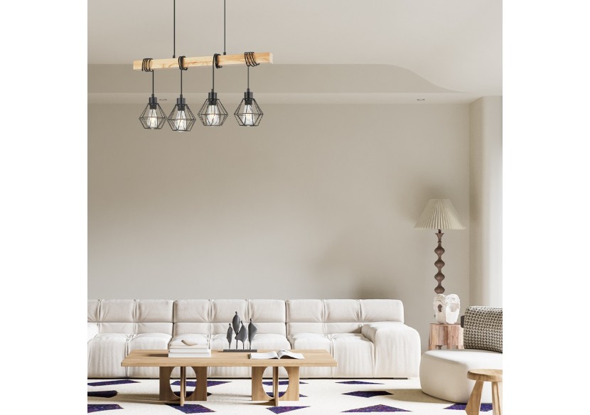 Suspension Wooden Noir+Wooden, 4xE27 - BV02-00020 - Braytron