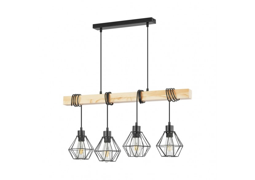 Suspension Wooden Noir+Wooden, 4xE27 - BV02-00020 - Braytron