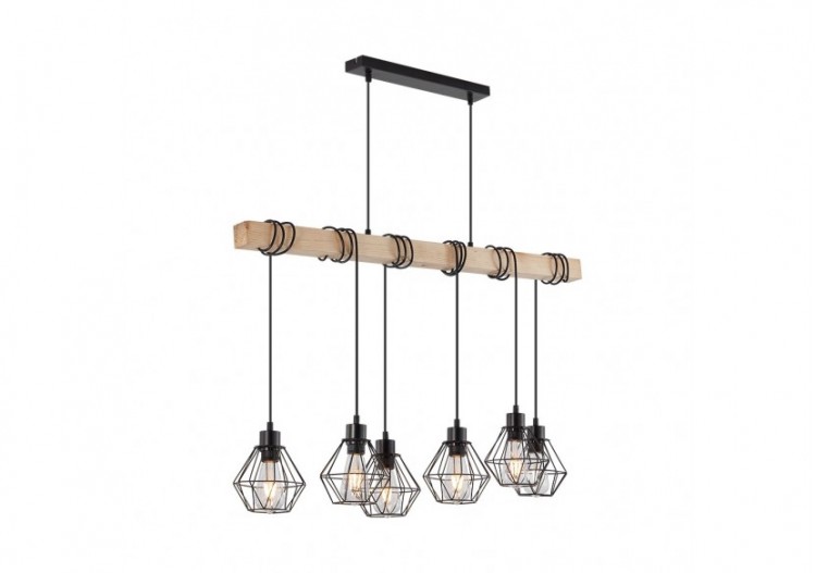 Suspension Wooden Noir+Wooden, 6xE27 - BV02-00021 - Braytron