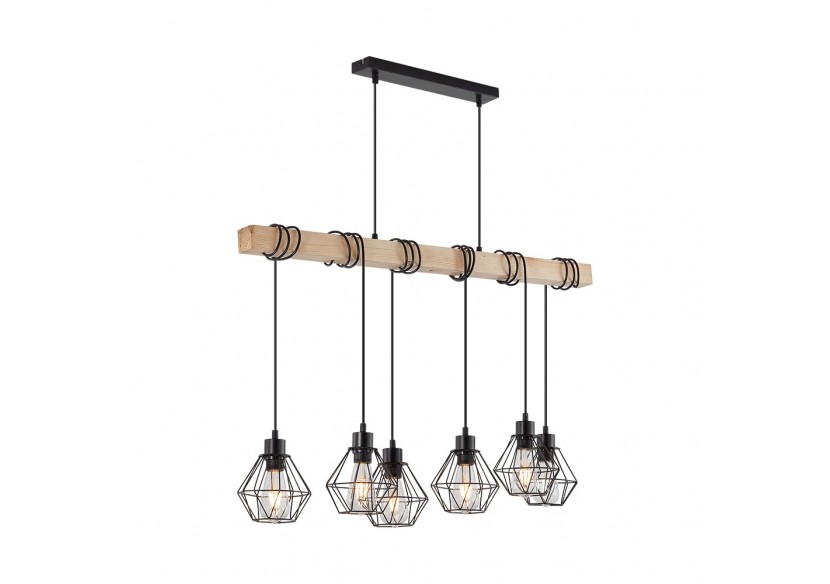 Suspension Wooden Noir+Wooden, 6xE27 - BV02-00021 - Braytron