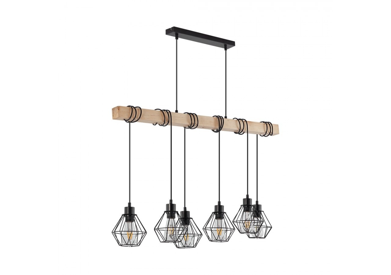 Suspension Wooden Noir+Wooden, 6xE27 - BV02-00021 - Braytron