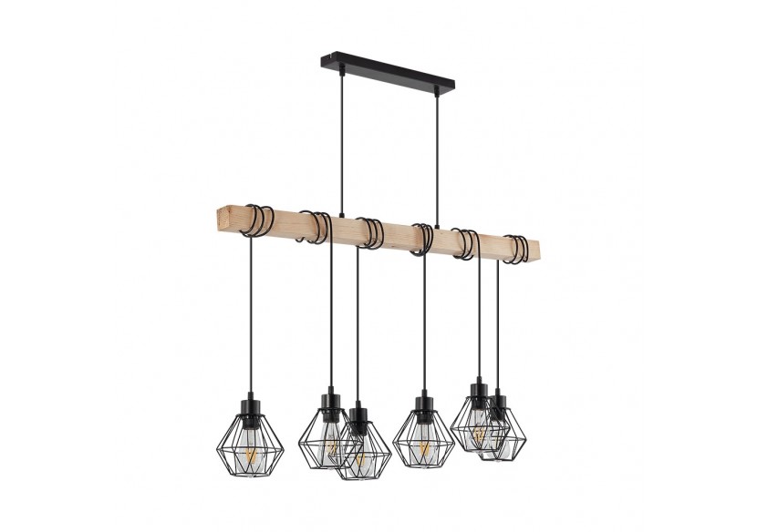 Suspension Wooden Noir+Wooden, 6xE27 - BV02-00021 - Braytron