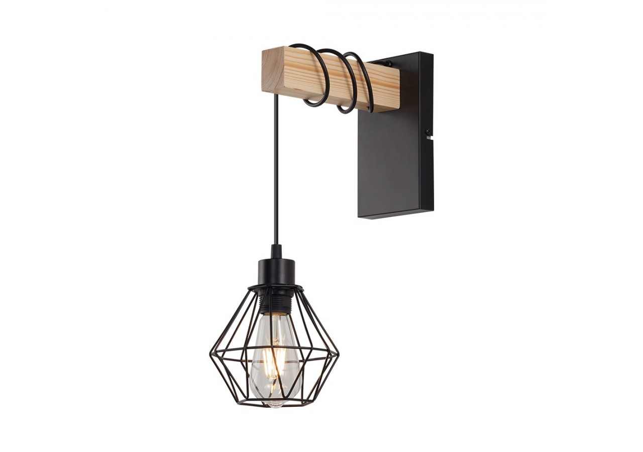 Éclairage mural Wooden Noir+Wooden, E27 - BV02-00024 - Braytron