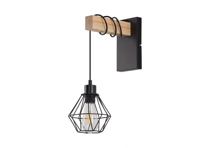 Éclairage mural Wooden Noir+Wooden, E27 - BV02-00024 - Braytron