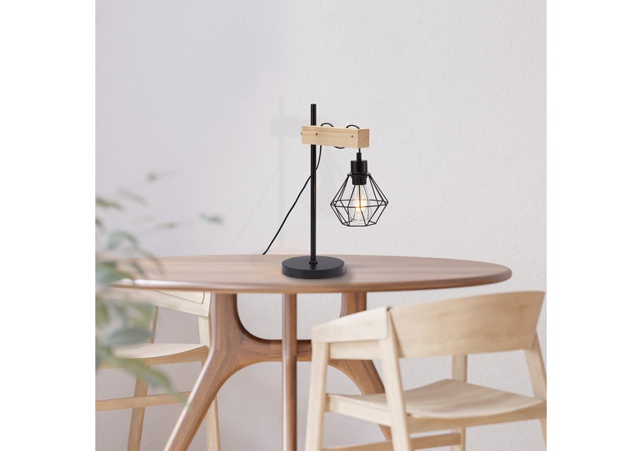 Lampe de table Wooden Noir+Wooden, E27 - BV02-00025 - Braytron