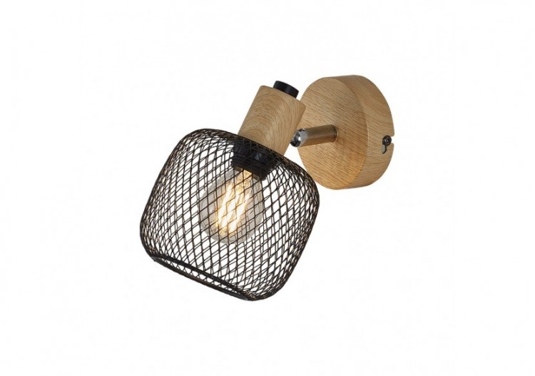 Éclairage mural Wiring Noir+Wooden, E14 - BV03-00010 - Braytron