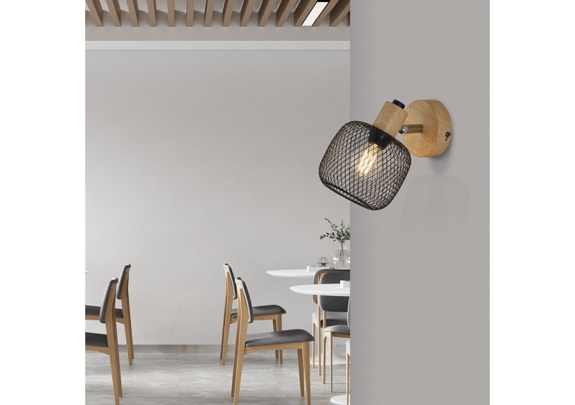 Éclairage mural Wiring Noir+Wooden, E14 - BV03-00010 - Braytron