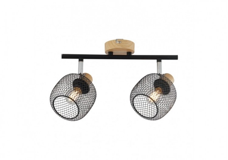 Plafonnier Wiring Noir+Wooden, 2xE14 - BV03-00011 - Braytron