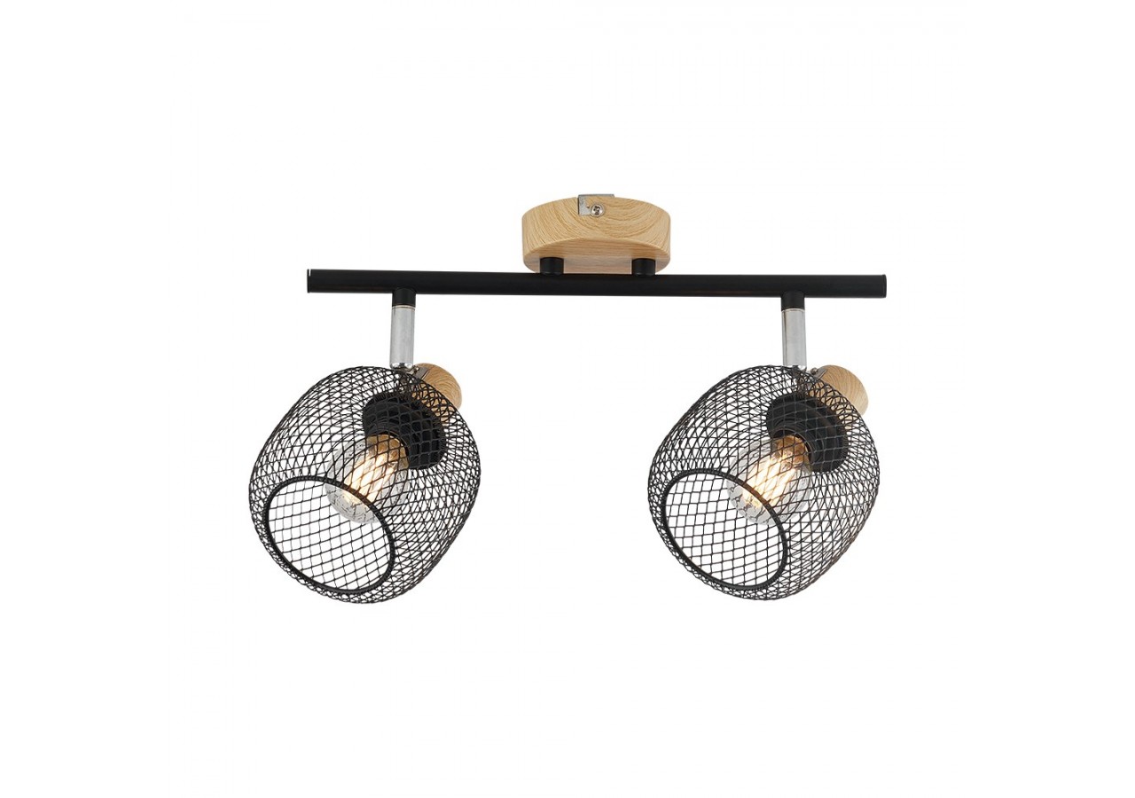 Plafonnier Wiring Noir+Wooden, 2xE14 - BV03-00011 - Braytron