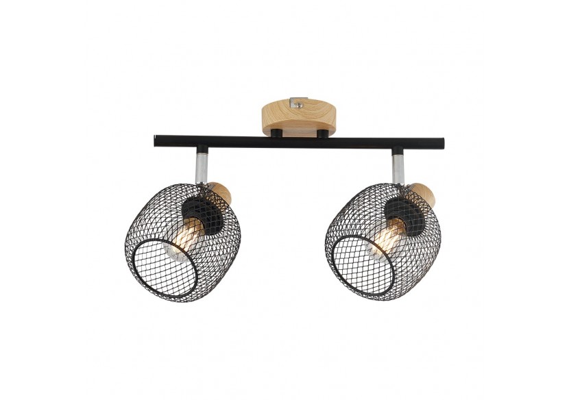 Plafonnier Wiring Noir+Wooden, 2xE14 - BV03-00011 - Braytron