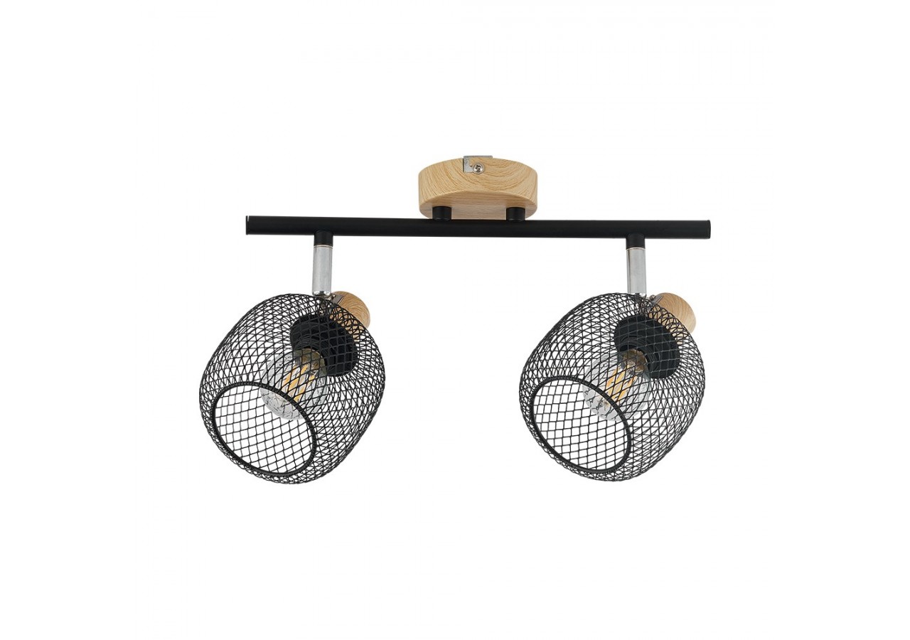 Plafonnier Wiring Noir+Wooden, 2xE14 - BV03-00011 - Braytron