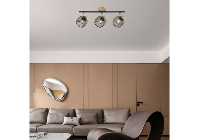 Plafonnier Wiring Noir+Wooden, 3xE14 - BV03-00012 - Braytron