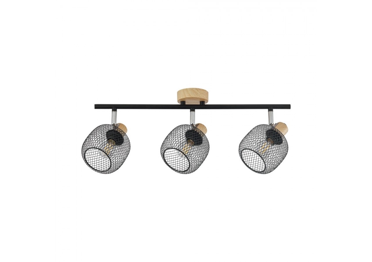 Plafonnier Wiring Noir+Wooden, 3xE14 - BV03-00012 - Braytron