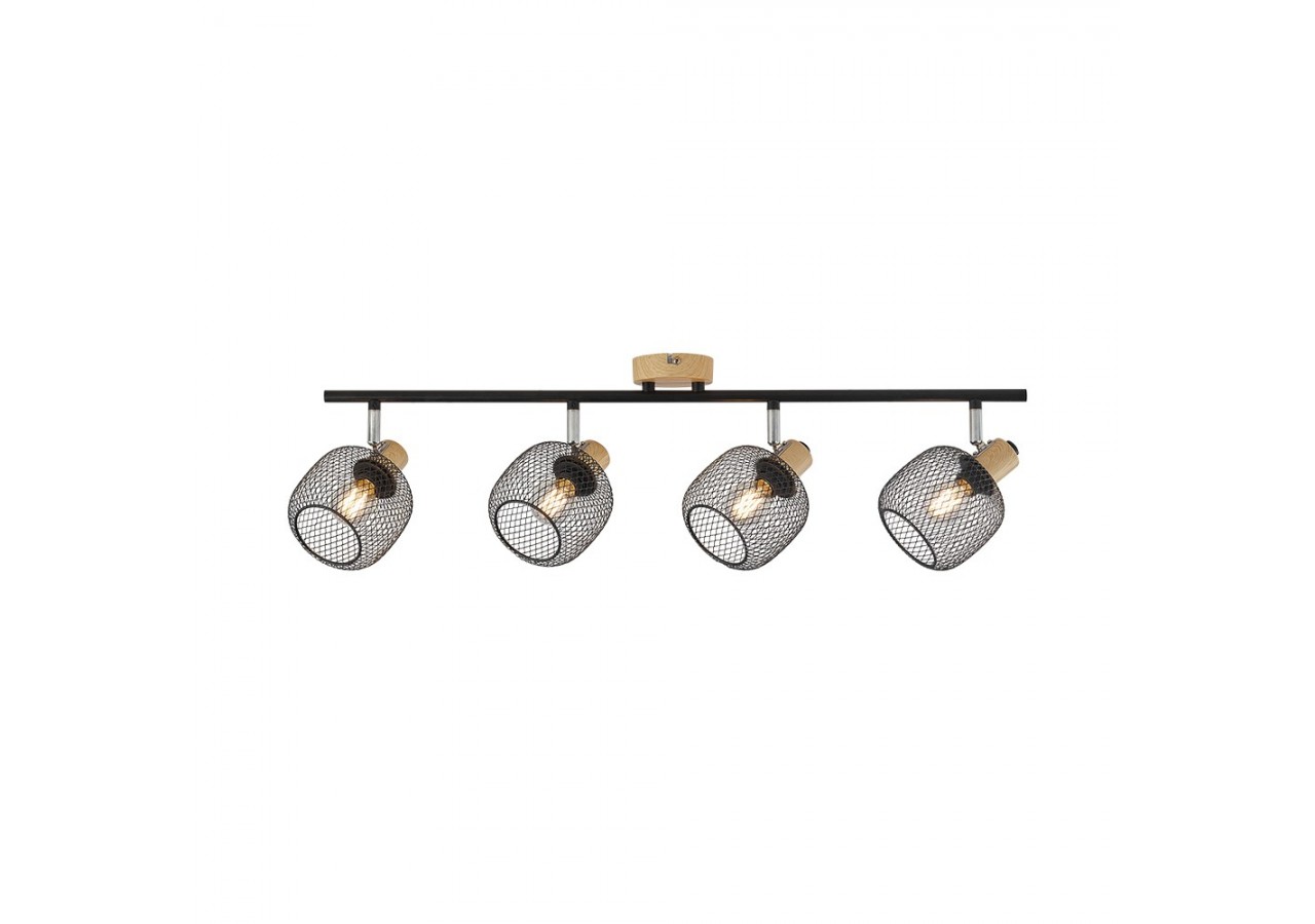 Plafonnier Wiring Noir+Wooden, 4xE14 - BV03-00013 - Braytron