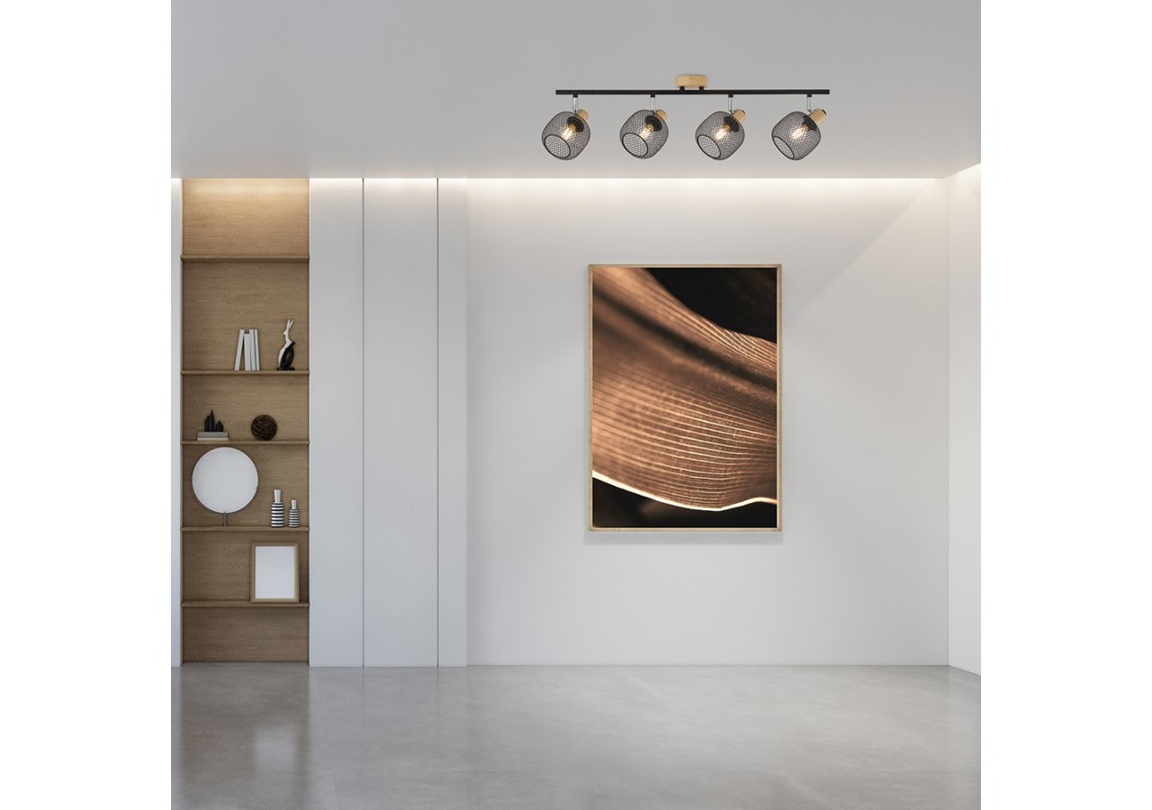 Plafonnier Wiring Noir+Wooden, 4xE14 - BV03-00013 - Braytron