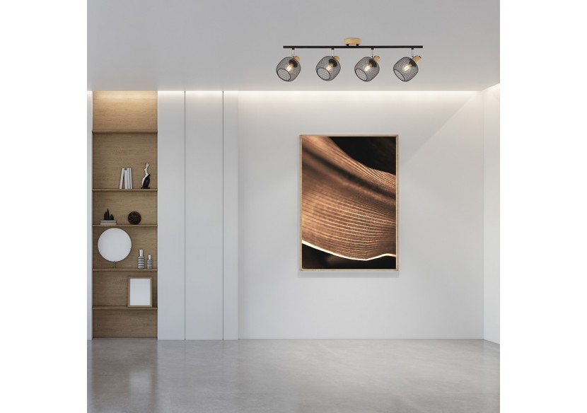 Plafonnier Wiring Noir+Wooden, 4xE14 - BV03-00013 - Braytron