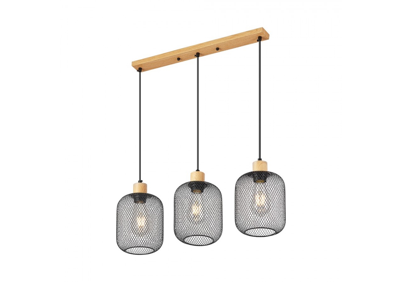 Suspension Wiring Noir+Wooden, 3xE27 - BV03-00015 - Braytron