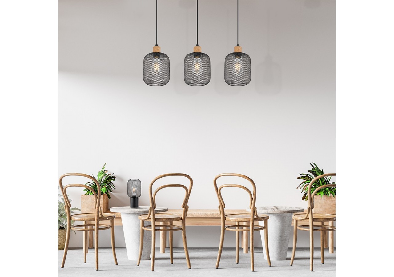 Suspension Wiring Noir+Wooden, 3xE27 - BV03-00015 - Braytron